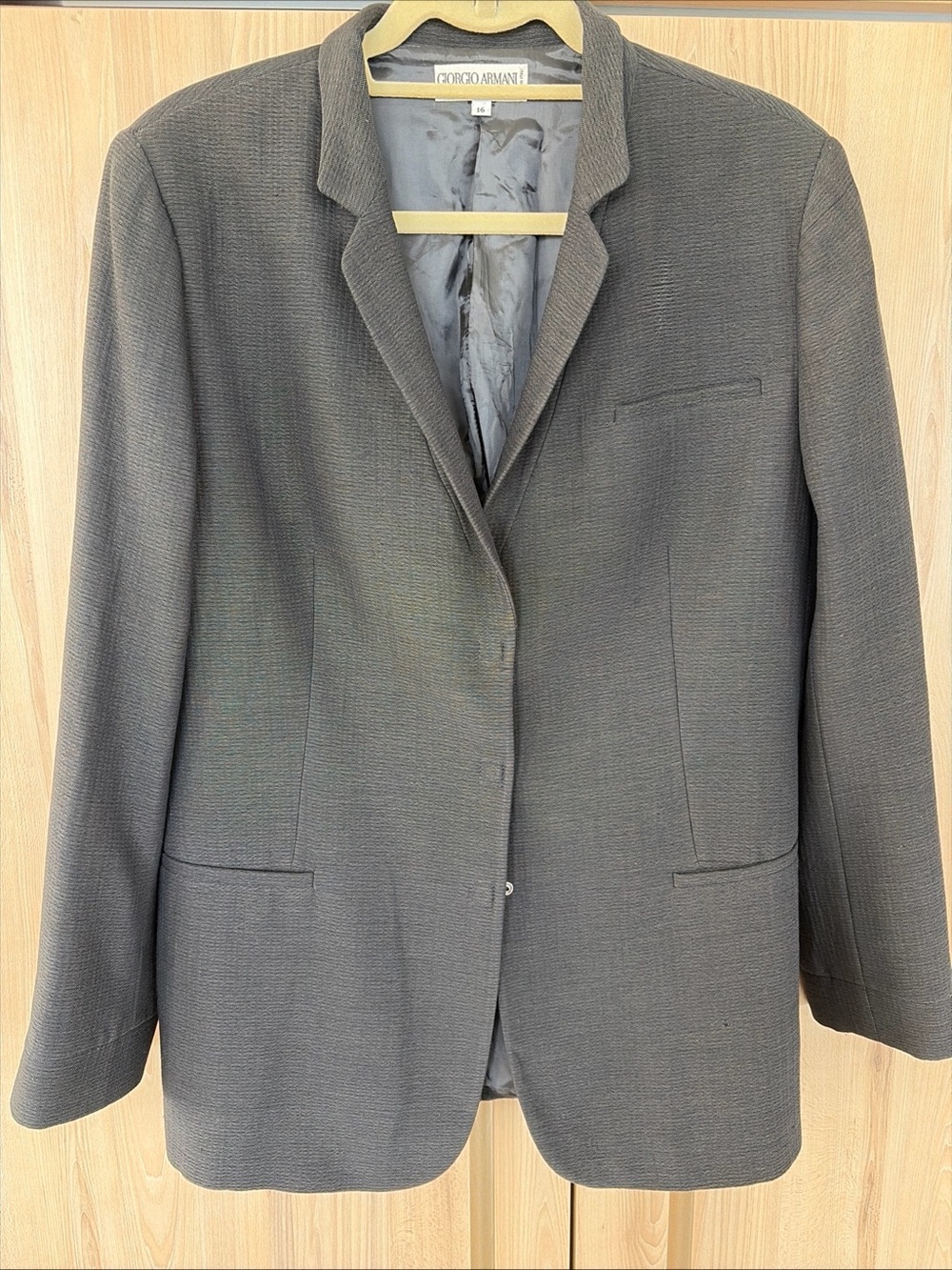 Giorgio Armani Le Collezioni Blazer Womens 16 Black Wool Blend Made Italy